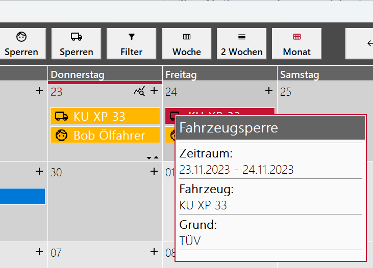 Sperren im Kalender Sperren im Kalender