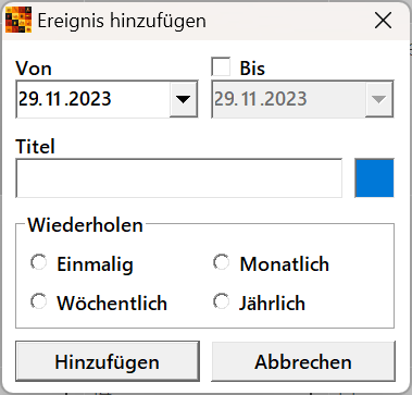Ereignis hinzufügen / bearbeiten Ereignis hinzufügen / bearbeiten